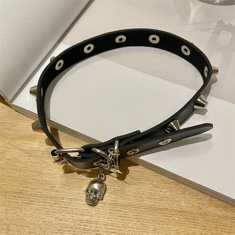 Faux Leather Studded Choker