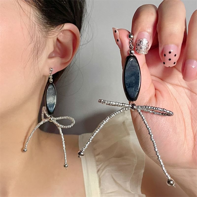 / Beaded Earring Bow Necklace Drop