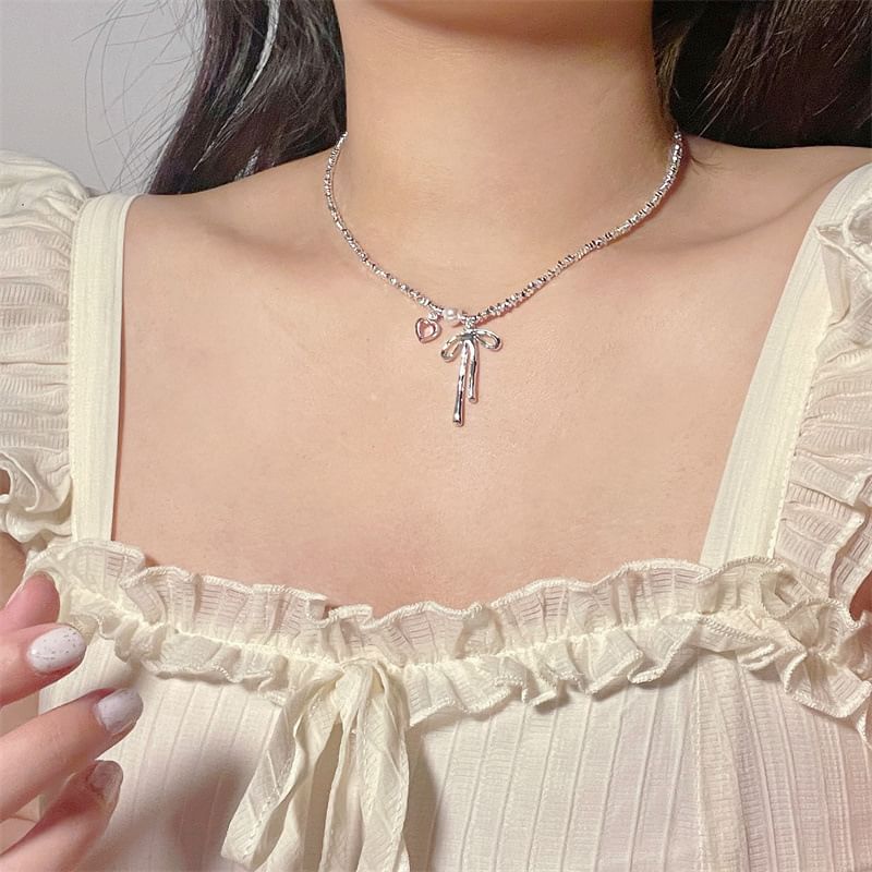 Necklace Bow Beaded