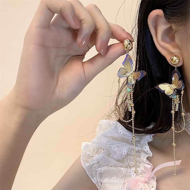 Earring / Choker Bow Cross Drop Lace Butterfly