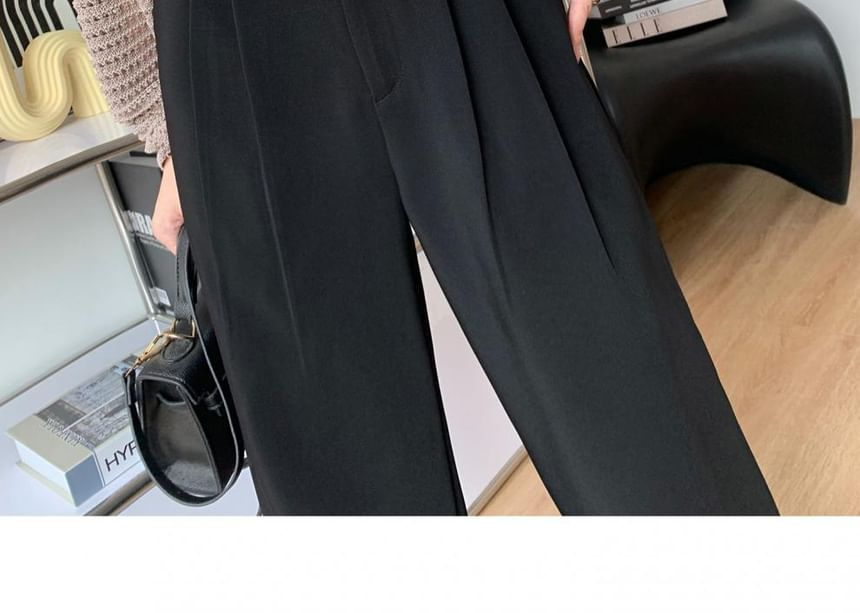 Wide High Waist Leg Pants Pleated Striped Suit