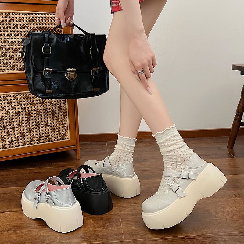 Mary Platform Jane Shoes Strap Cross