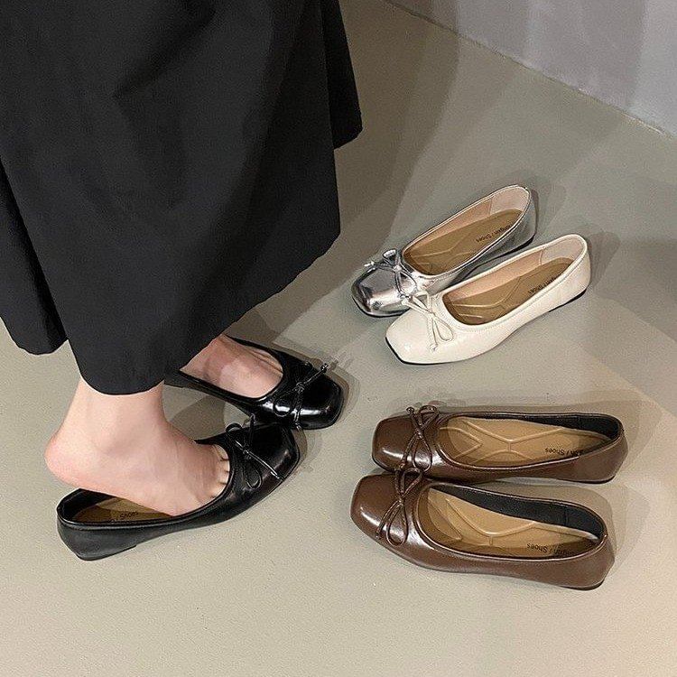 Square Toe Bow Flats