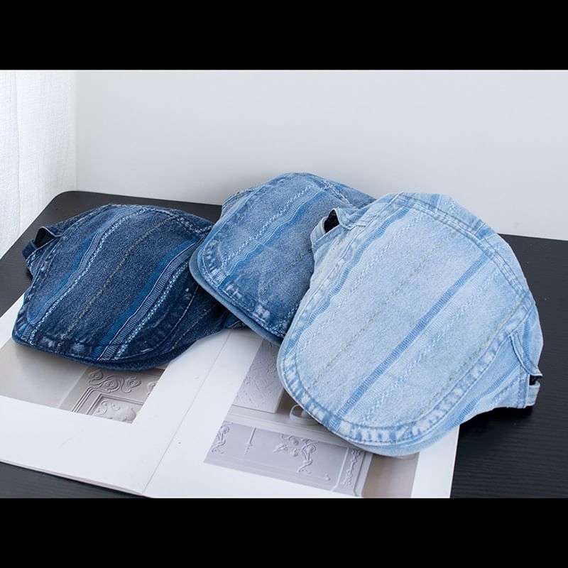 Flat Washed Cap Denim Striped