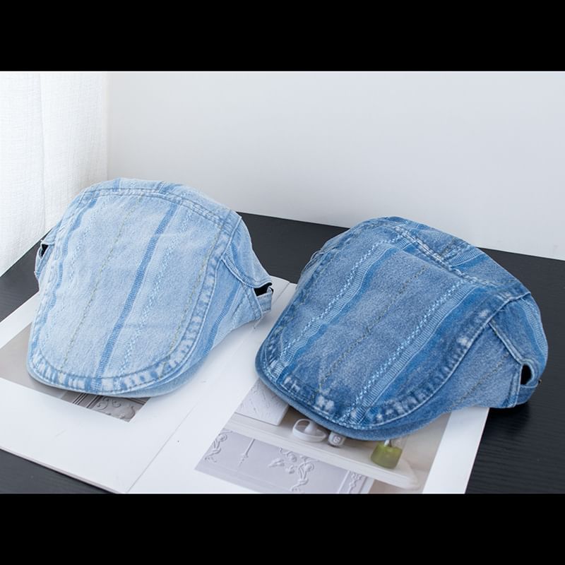 Flat Washed Cap Denim Striped