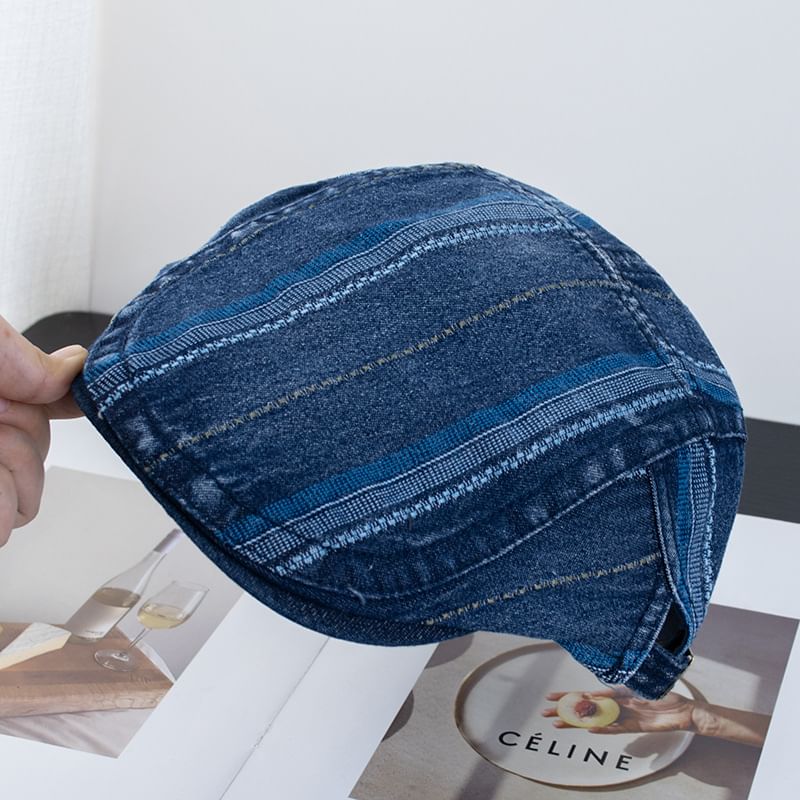 Flat Washed Cap Denim Striped