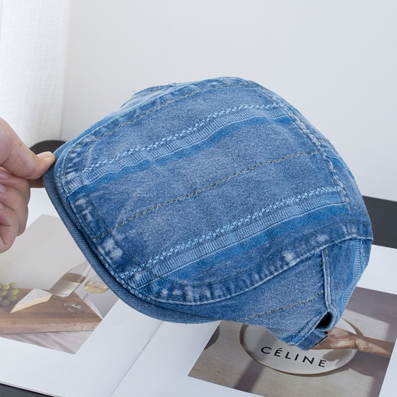 Flat Washed Cap Denim Striped