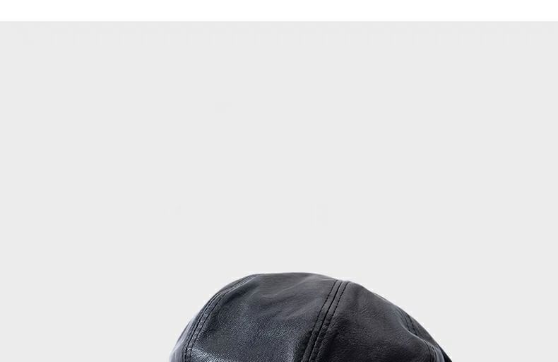 Plain Faux Cap Newsboy Leather