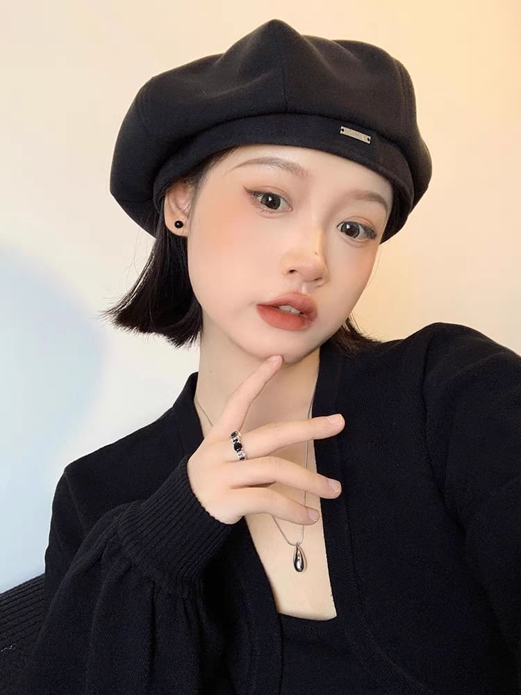 Wool Blend Applique Beret