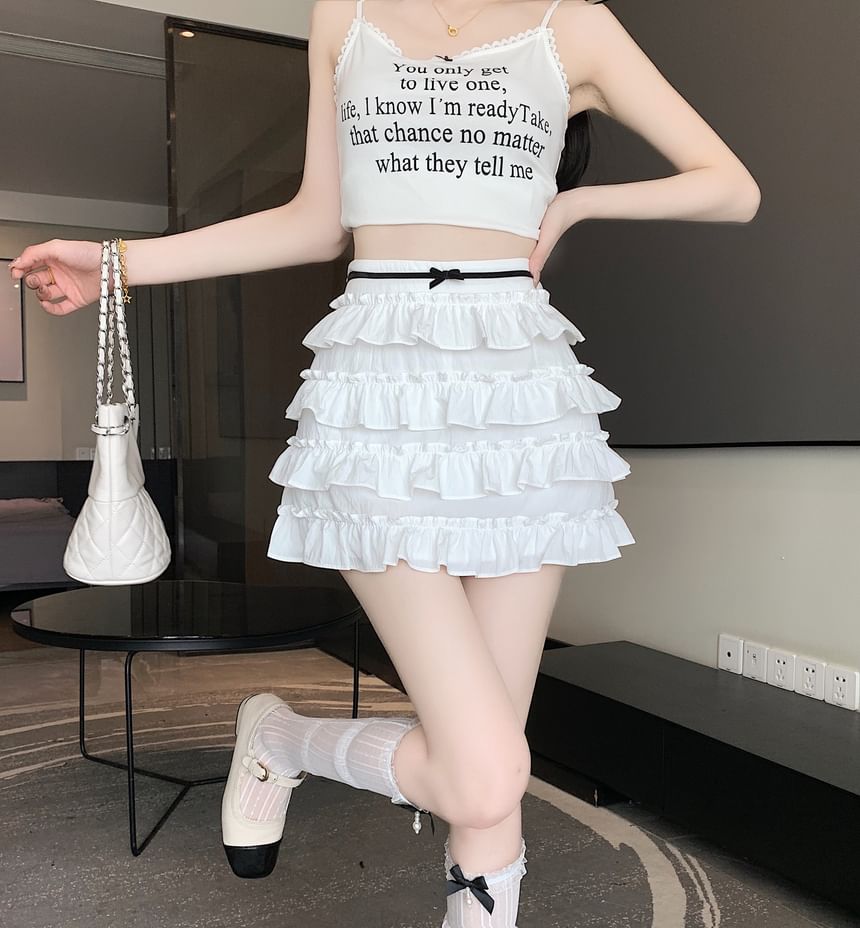 A-Line Tiered Skirt High Bow Rise Mini