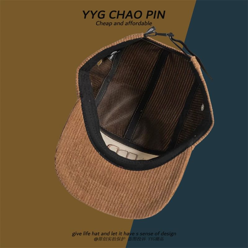 Corduroy Cap Embroidered Letter Baseball