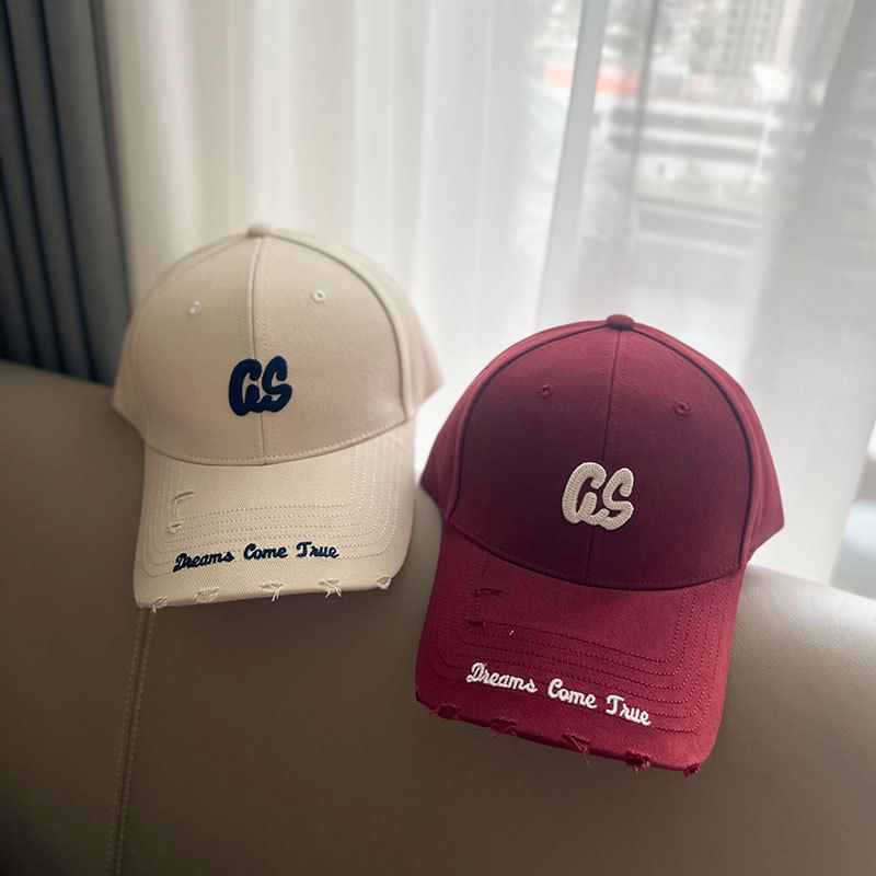 Cap Lettering Distressed Baseball Embroidered