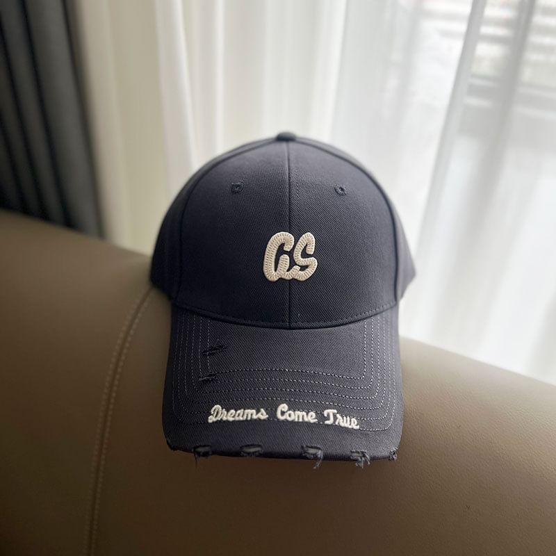 Cap Lettering Distressed Baseball Embroidered