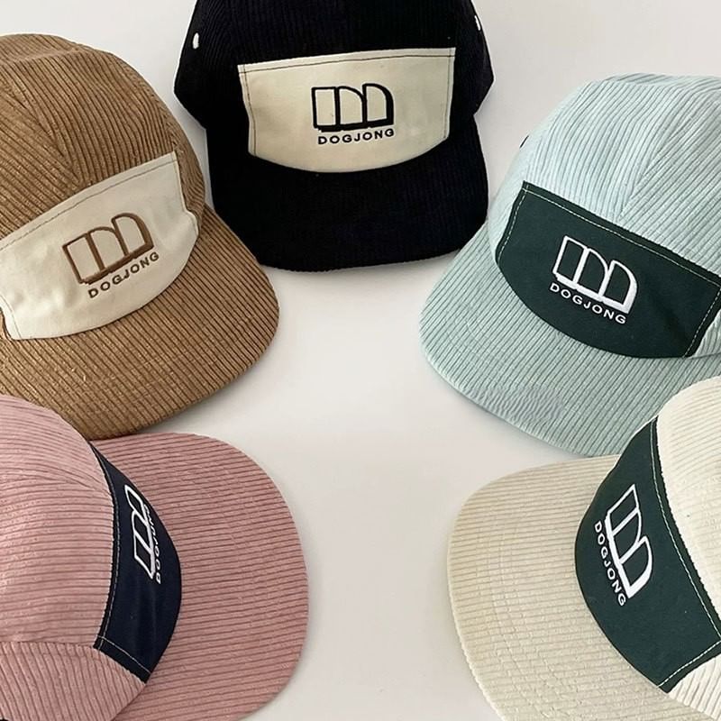 Panel Baseball Cap Corduroy Lettering Embroidered