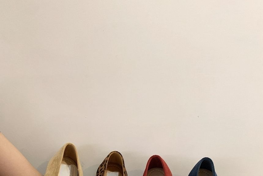 Sample Square Toe T-Strap Faux Suede Flats