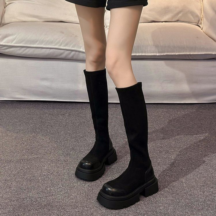 Tall Suede Faux Boots Platform