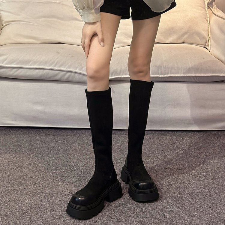 Tall Suede Faux Boots Platform