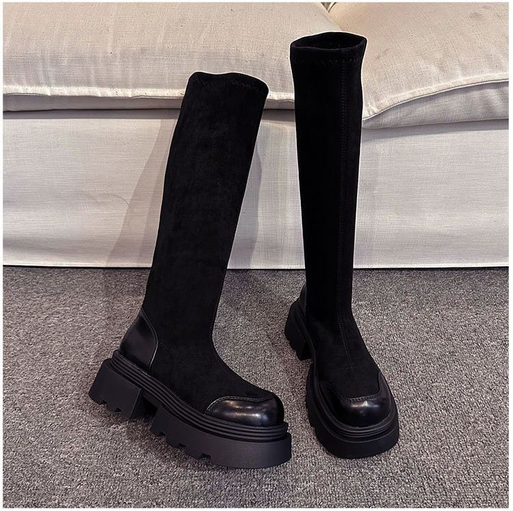 Tall Suede Faux Boots Platform