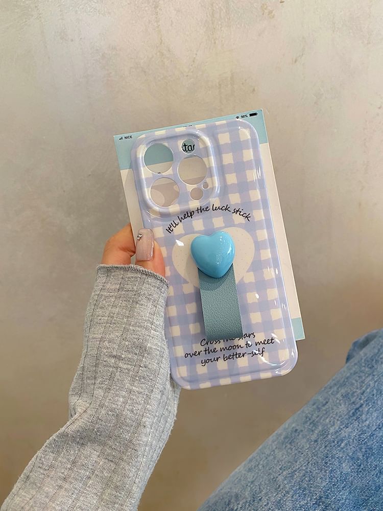 Phone Heart Finger Case / Strap Set Plaid