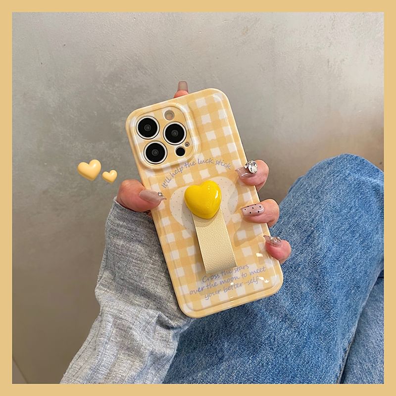 Phone Heart Finger Case / Strap Set Plaid