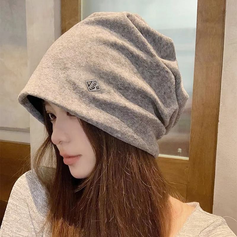 Letter B Plate Slouchy Metal Beanie