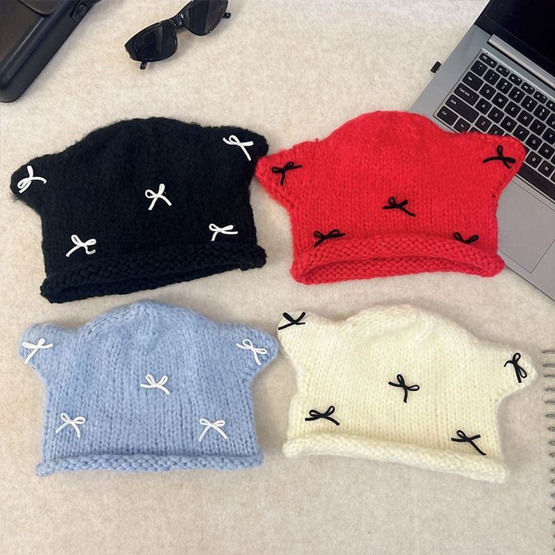 Bow Ear Animal Knit Beanie