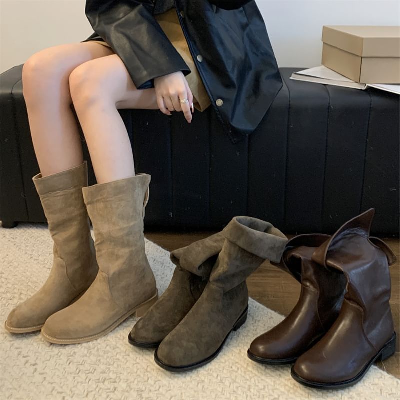 Sample Faux Suede Mid Calf Boots