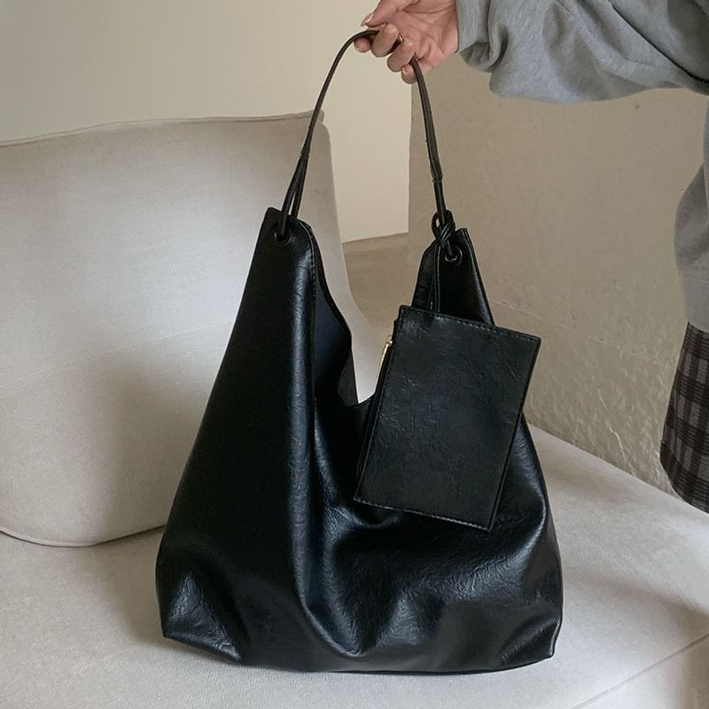 Wholesale Sample Bag With Leather Faux Pouch Plain Tote