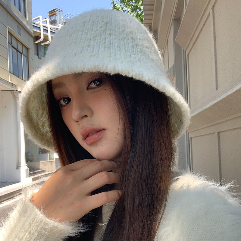 Hat Knit Bucket Melange