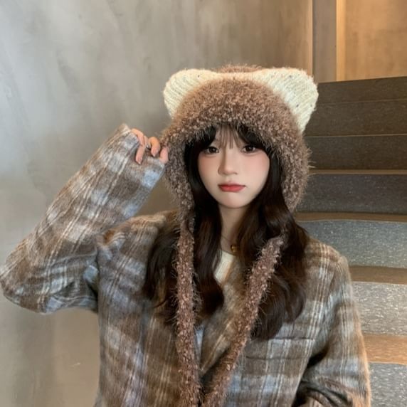 Wool Hat Trapper Ear Cat
