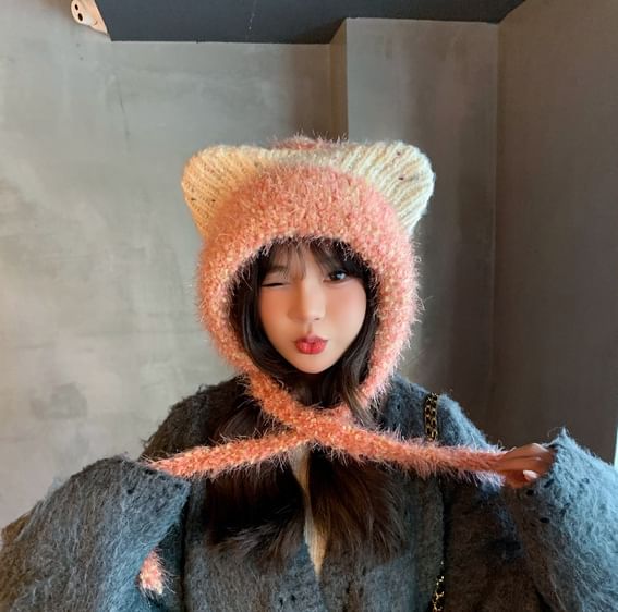 Wool Hat Trapper Ear Cat