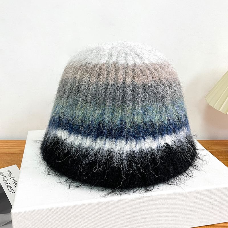 Knit Striped Hat Bucket