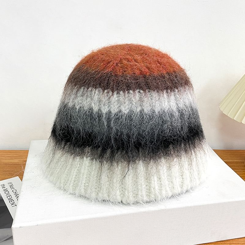Knit Striped Hat Bucket