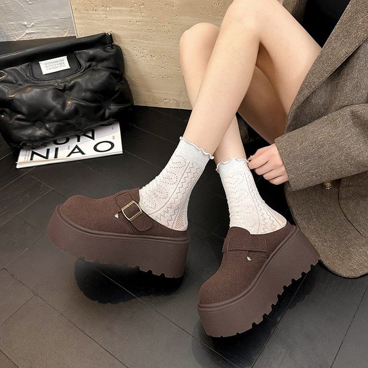 Mules Buckled Faux Platform Suede