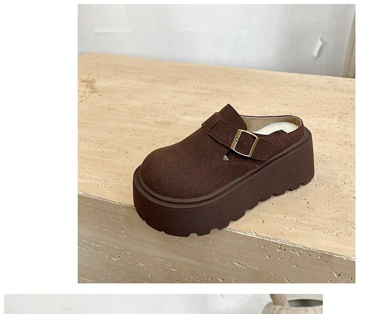 Mules Buckled Faux Platform Suede