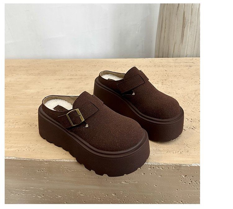 Mules Buckled Faux Platform Suede