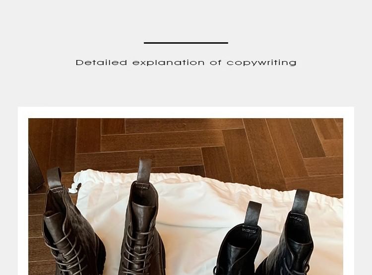 Short Boots Leather Lace-Up Genuine Plain Platform