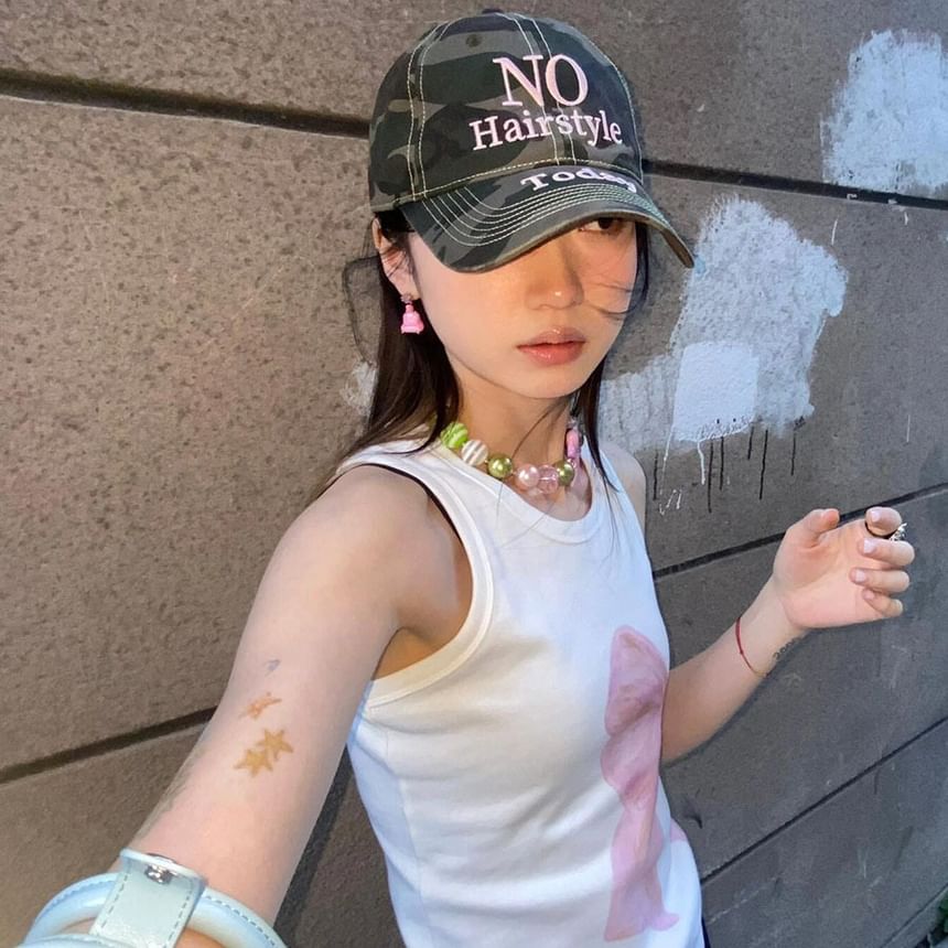 Camo Embroidered Baseball Letter Cap Print