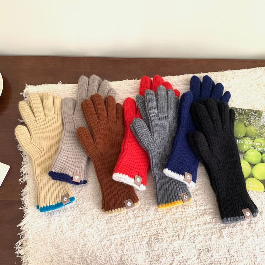 Großhandelsmuster Strickhandschuhe Touchscreen Zweifarbig