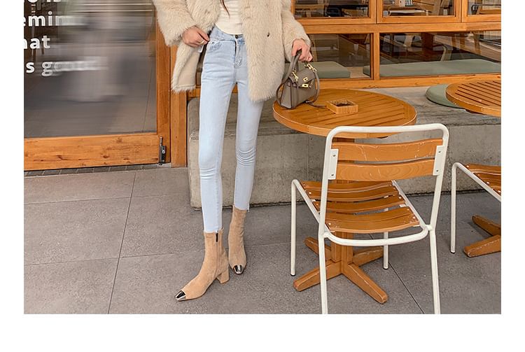 Sample Block Heel Plain Metal Detail Short Boots