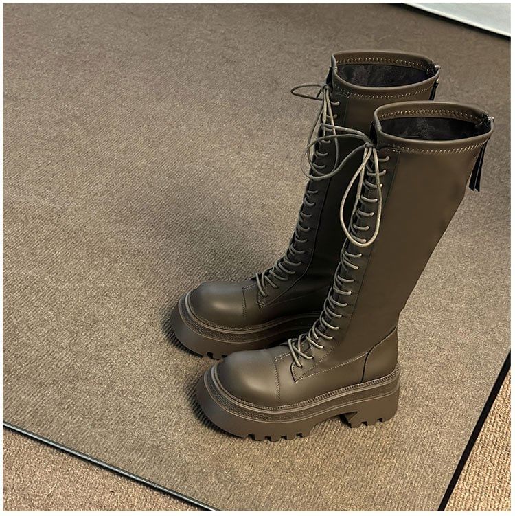 Platform Up Boots Knee High Lace