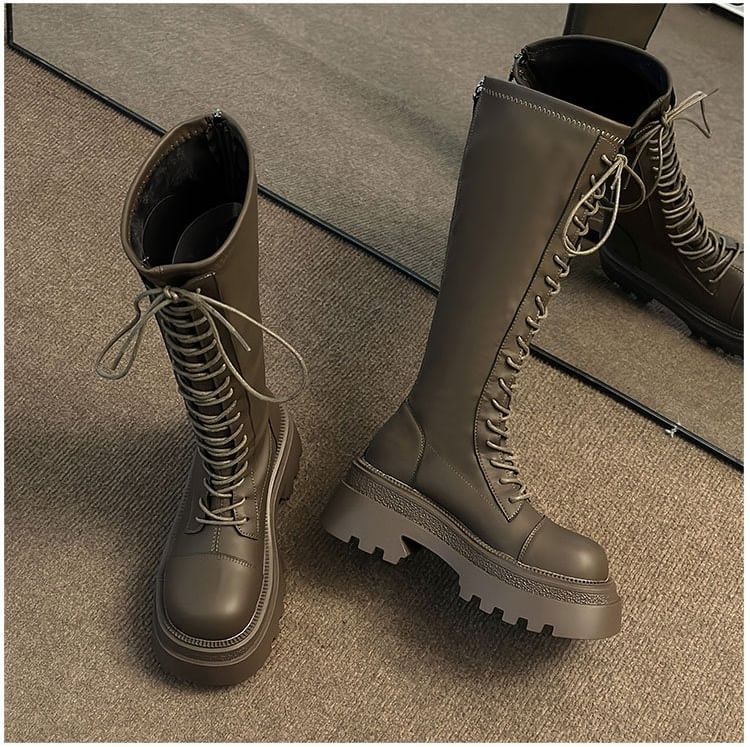 Platform Up Boots Knee High Lace