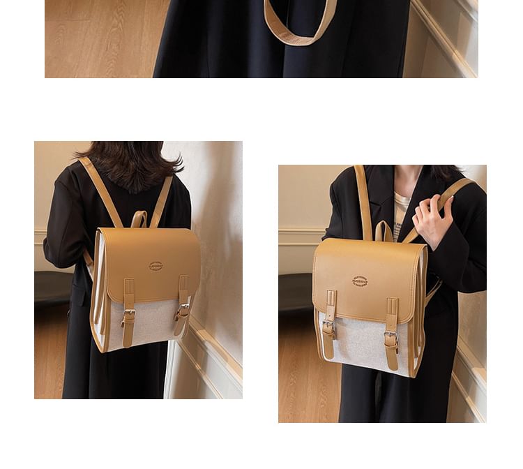Two Backpack Flap Buckled Tone