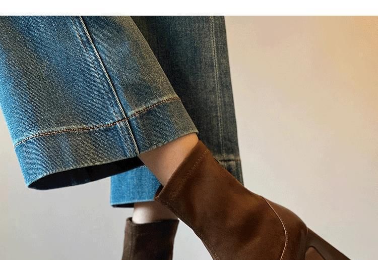 Sample Block Heel Faux Leather Short Boots