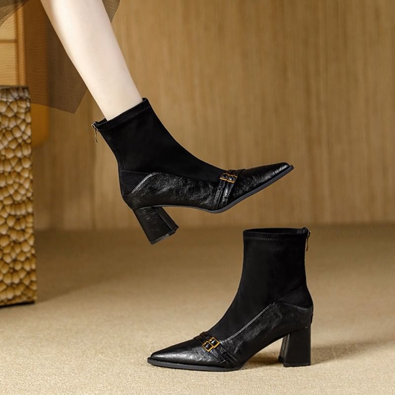 Sample Block Heel Pointed Short Boots