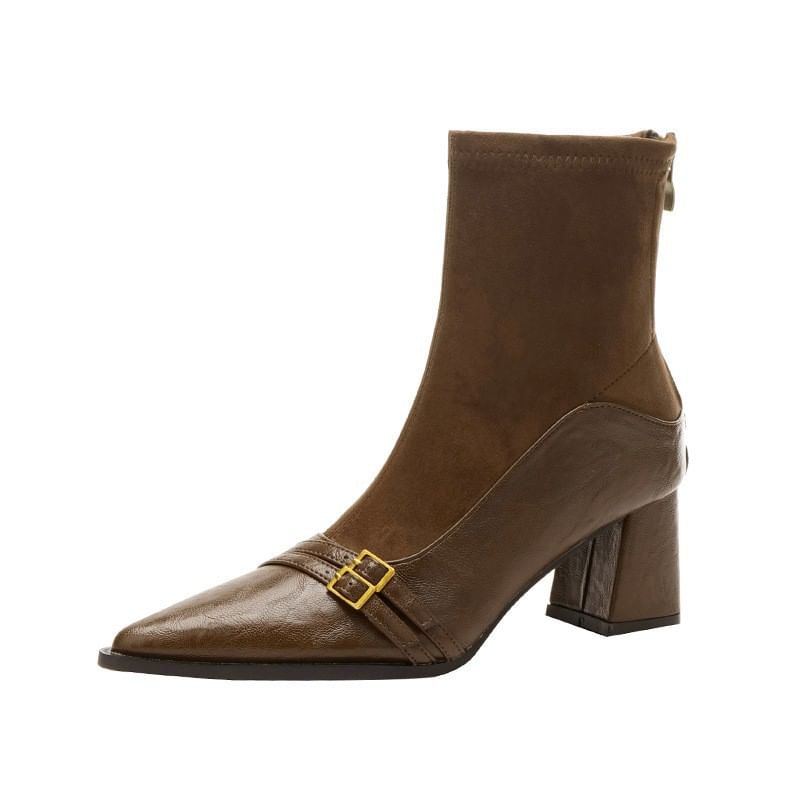 Sample Block Heel Pointed Short Boots