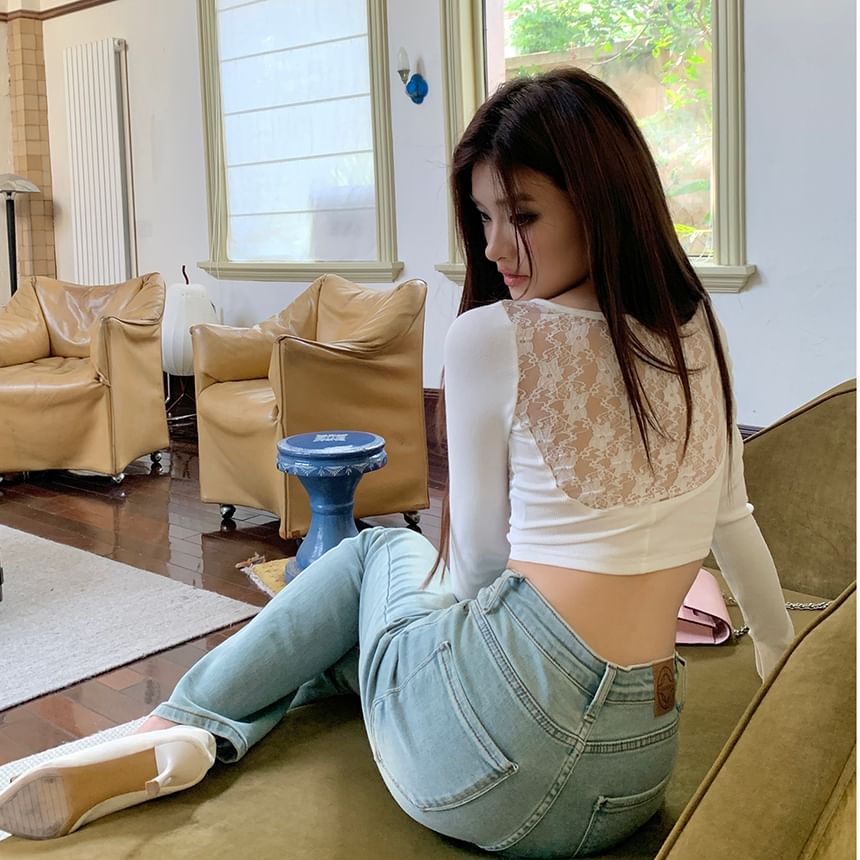 Jeans Rise High Washed Flared