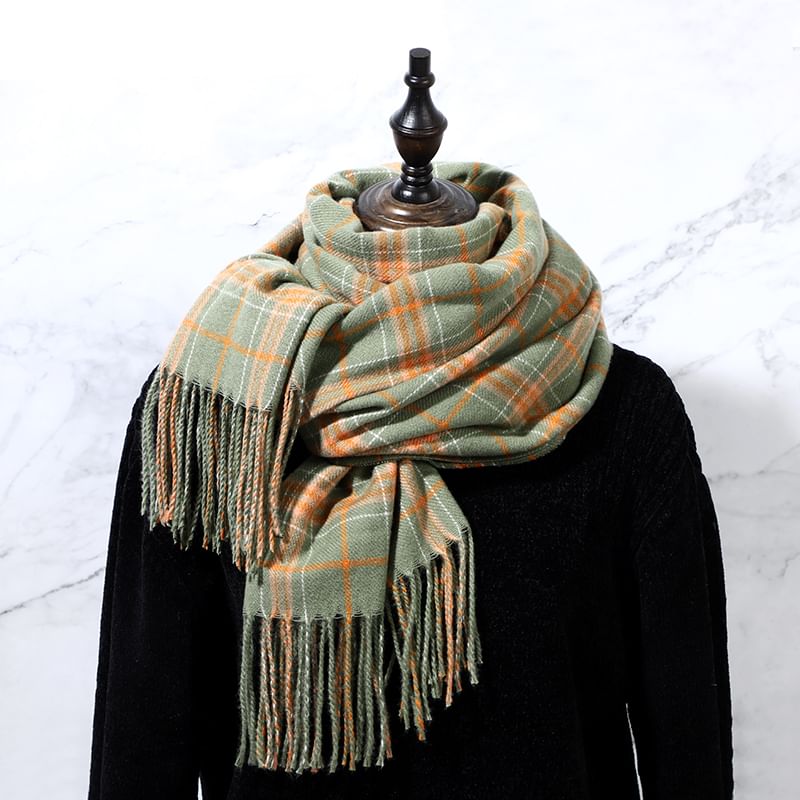 Scarf Plaid Fringe