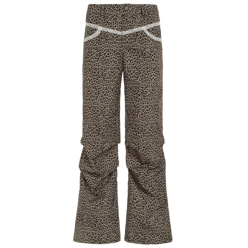 Pants Leopard Leg High Rise Wide
