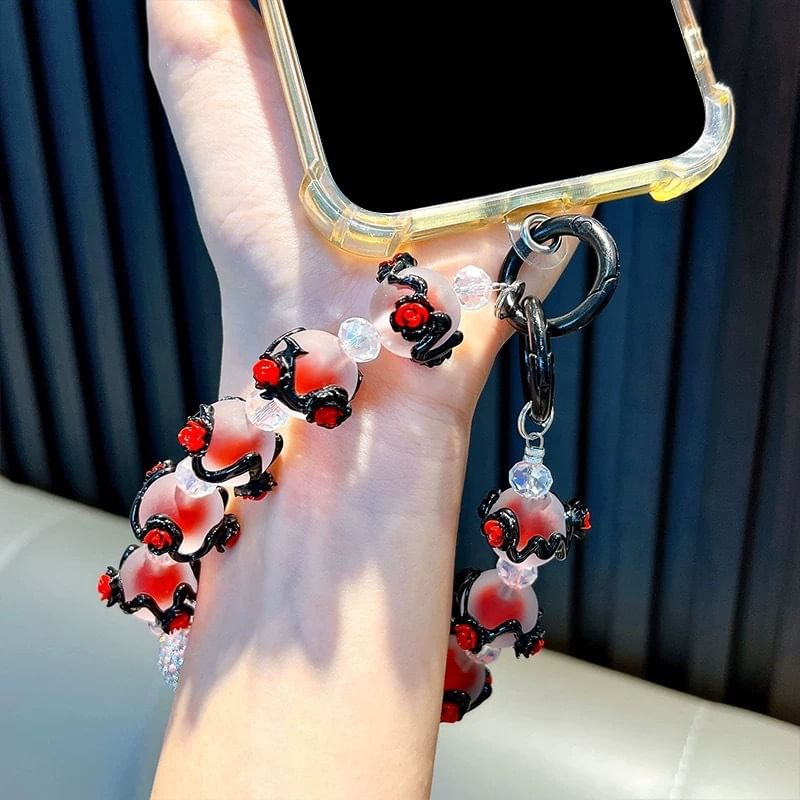 Bead Phone Rose Strap